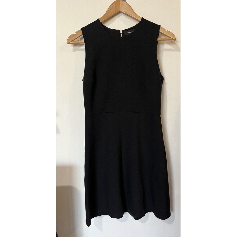 Theory Black Sleeveless Sheath Dress In Stretch Viscose Size 4